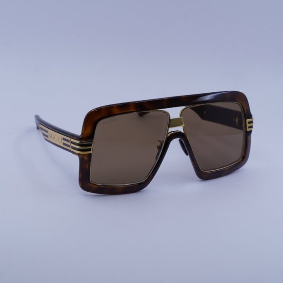 Gucci GG0900S 002 Sunglasses Havana Aviator Frame, Brown Lenses main image 8